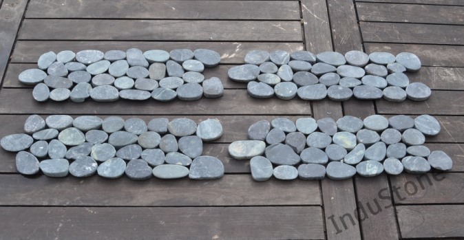 nduStone Mozaika Kamienna CUTTING BLACK Interlock czarne otoczaki cięte dekor 30×10  (2)