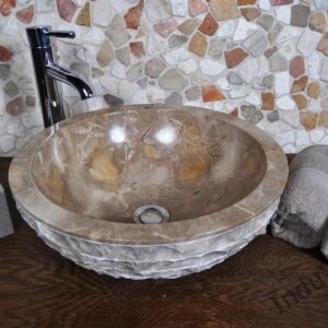 InduStone umywalka kamienna nablatowa KC-M java brown 40 cm (C)
