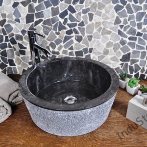 InduStone umywalka kamienna nablatowa LY-D black