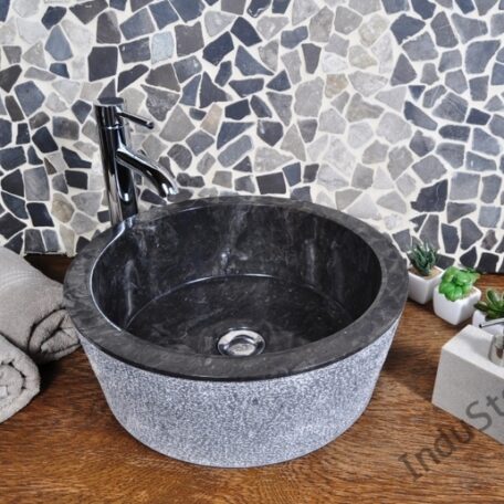 InduStone umywalka kamienna nablatowa LY-D black (2)