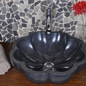 InduStone umywalka kamienna nablatowa LB-P Flower Black