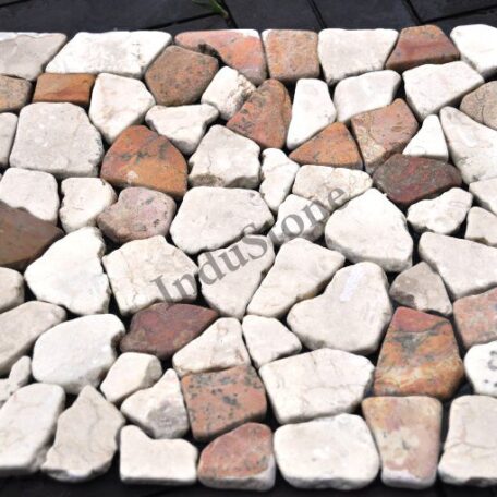 mozaika kamienna industone  biało czerwona