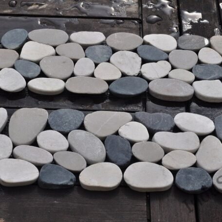 InduStone mozaika kamienna CUTTING MIX Interlock biało czarno beżowa otoczaki cięte dekor 30 x 10 cm (2)
