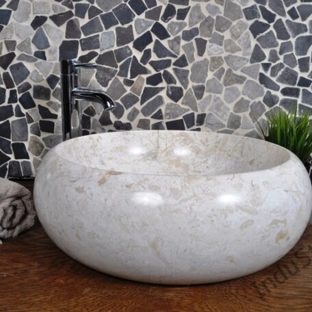 InduStone umywalka kamienna nablatowa DN-P cream 45 cm  (1)