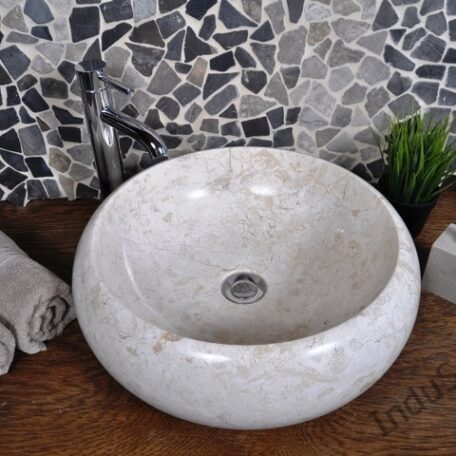 InduStone umywalka kamienna nablatowa DN-P cream 45 cm  (6)