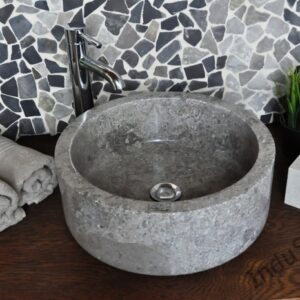 InduStone umywalka kamienna nablatowa SILINDER GREY 40×15
