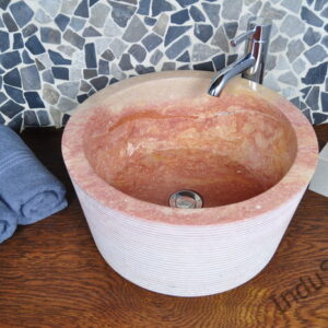 InduStone umywalka kamienna nablatowa LY-C RED 40 cm A