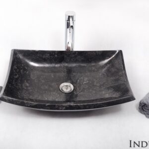 InduStone kamienna umywalka nablatowa KOTAKA BLACK B 50x35x14